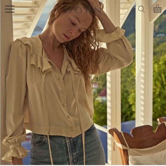 Doen Tops - Rare Doen Solange top Blouse in Mother of Pearl Size M